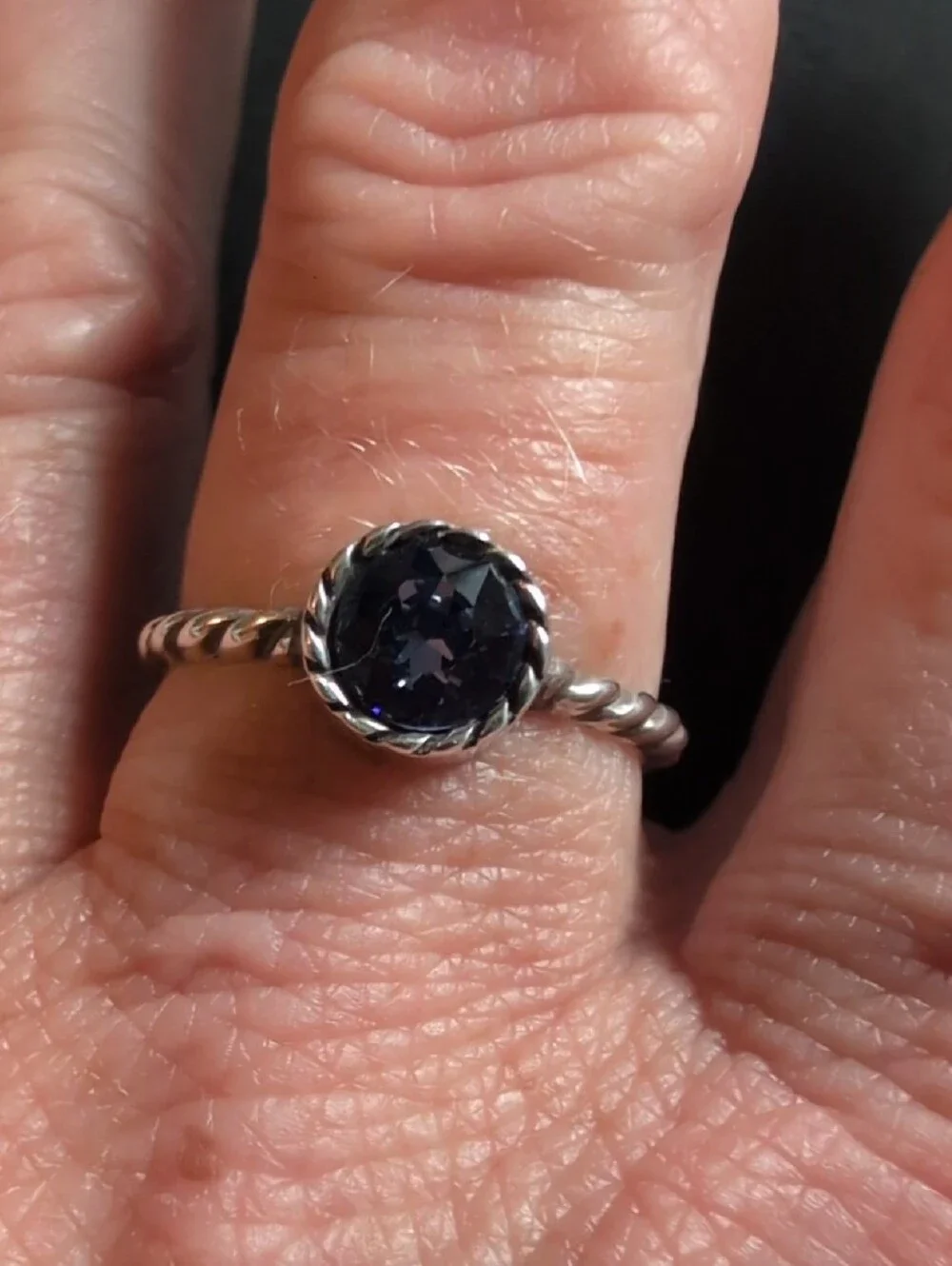 Brighton Silver Twisted Band Ring with Purple Gemstone Size 9.5
